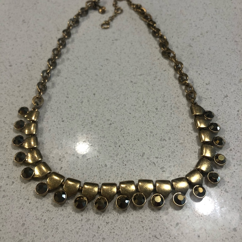 J Crew gold stone statement necklace